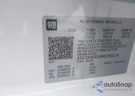 2024 Chevrolet Silverado 1500 4Wd Short Bed Rst from USA, damaged, VIN 1GCUDEED0RZ381176